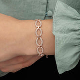 Silver Rose Oval Stone Women's Bracelet